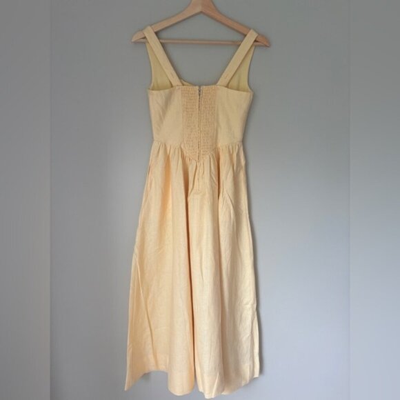 NEW Reformation Balia Linen Midi Dress in Parmesan Light Yellow | US 0 UK 4 - Picture 14 of 16